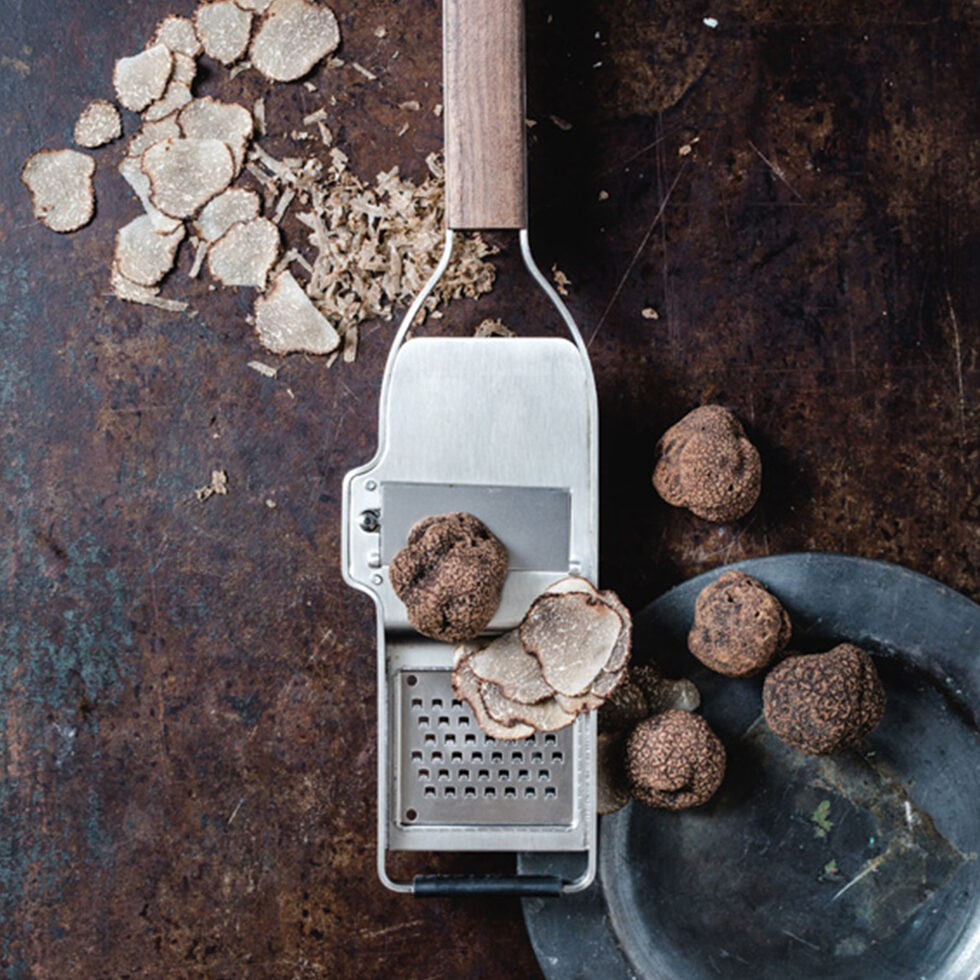 Rasoir à truffes et chocolat en acier inoxydable avec manche